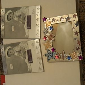3 Cute photo frames - silver hearts & glitter stars
